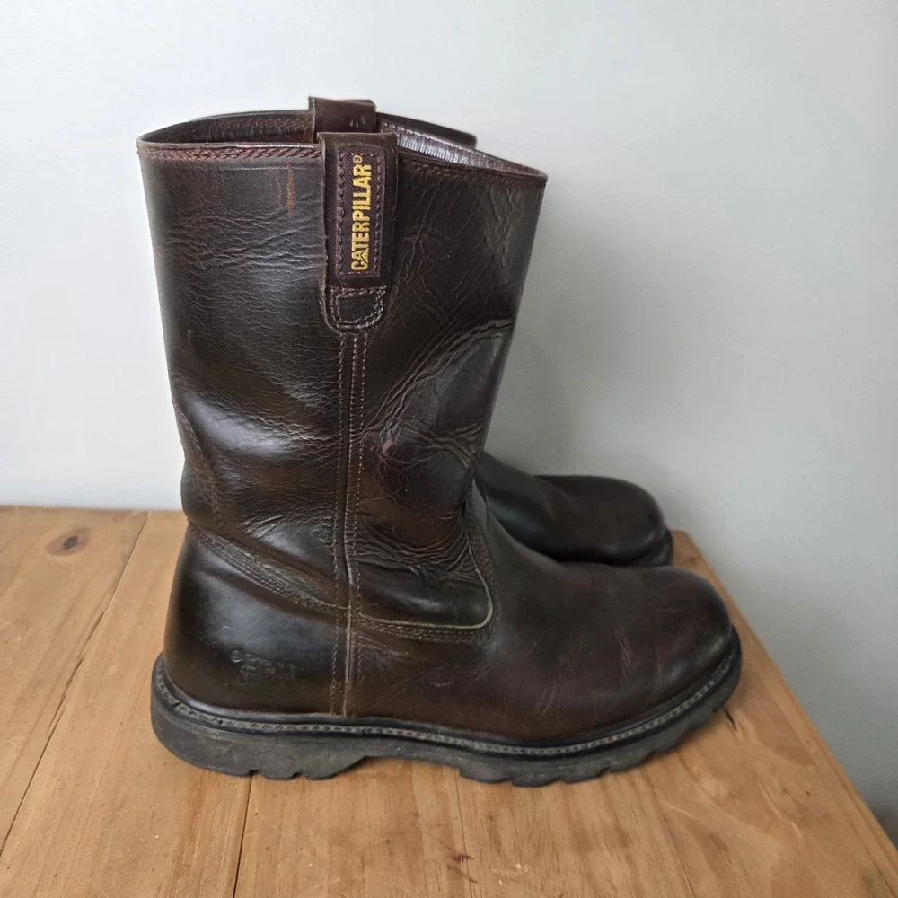 CAT Caterpillar Revolver P72191 Mens 11.5 Wide Brown Leather Pull On Work Boots